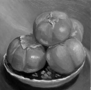 B&W photo to check values of finished painting