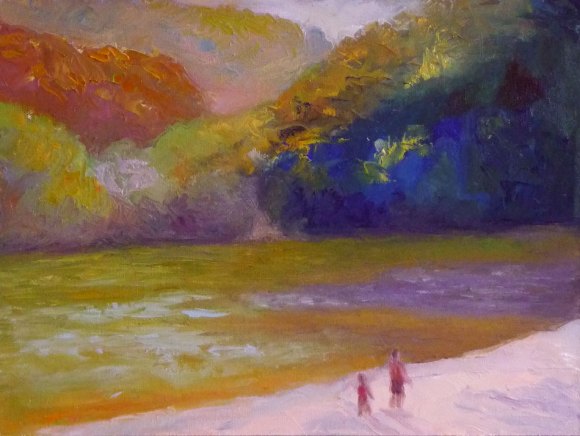 Lake Anza Autumn, 9x12, Oil on panel