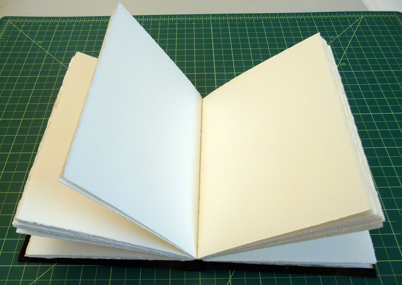 Couldn't find a sketchbook I liked so I made my own. Filled with Arches Hot  Press watercolor 140 lb. and tracing paper. : r/bookbinding