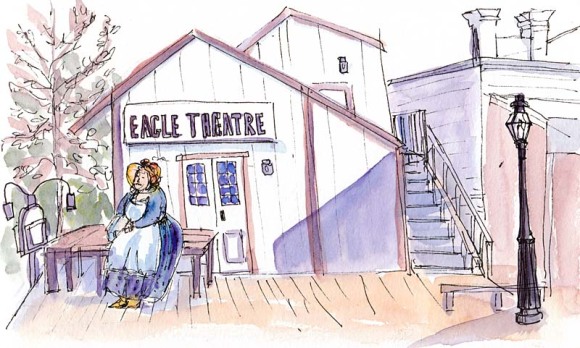 Eagle Theater, ink & watercolor