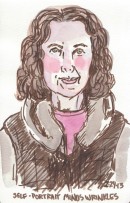 End of Journal Self-Portrait, February 2013, Pitt brown Brush Pen and watercolor, 8x5"