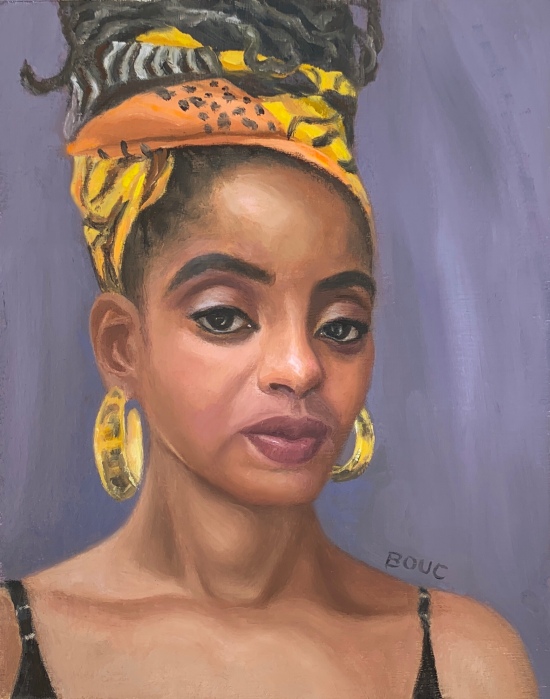 Portrait of Kori L from Sktchy, 10x8” oil on gessoed watercolor paper